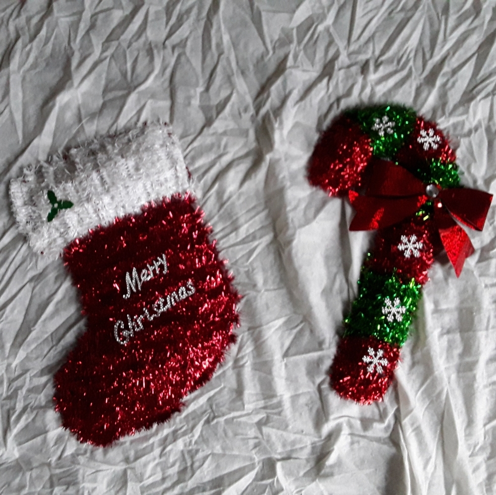 Vintage Tinsel Christmas Wall Hangings Bundle